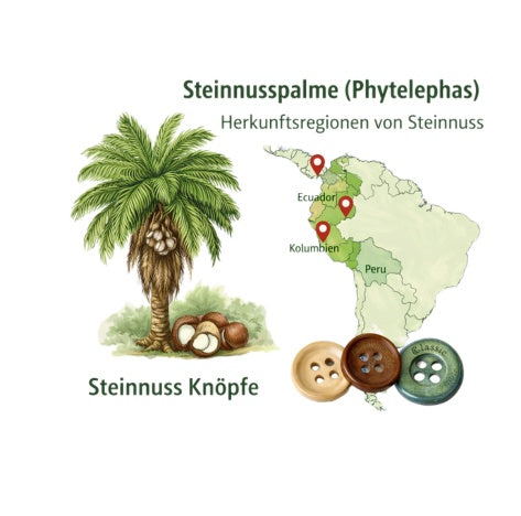 Steinnuss – Herkunft, Herstellung & Färbung von Naturknöpfen