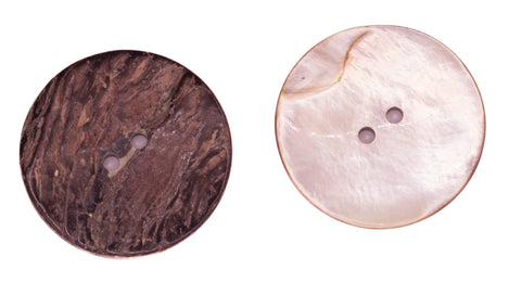 Makassar Perlmutt Knopf braun 2-Loch pl-gr-400