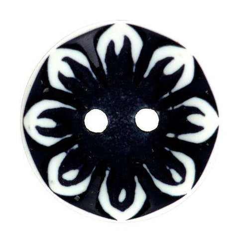 Knopf mit Blütenmotiv TKK-17schw weiß