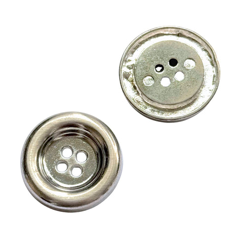 4-Loch Metall Knopf mit Rand mk-73-silber-glänzend