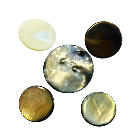 5 Edle Perlmuttknöpfe mit Metallöse grau braun und Creme  20 - 28 mm