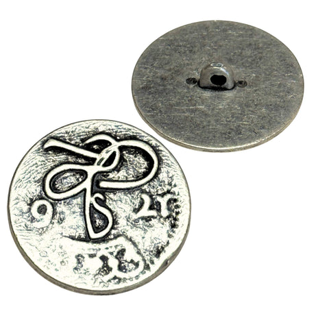 6 Große Trachtenknöpfe mit Krone – Altsilber