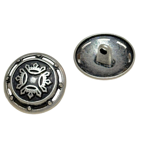 9 Trachtenknöpfe mit Kronenmuster – Altsilber