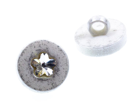 Blusen Knopf Strass Blümchen bl-70-weiss-silber