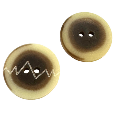 Braun Beiger 2-Loch Knopf mit Zick Zack Muster KBR-14