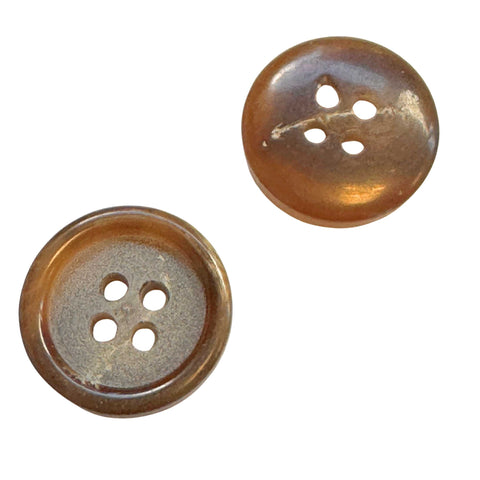 Brauner Hornimitat 4-Loch Knopf mit Rand KBR-141