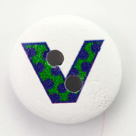 Holz Knopf Buchstaben V -HK-41