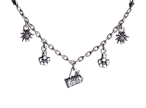 Trachtenschmuck TA‑246S‑A mit Edelweiß & Enzian für Dirndl & Weste