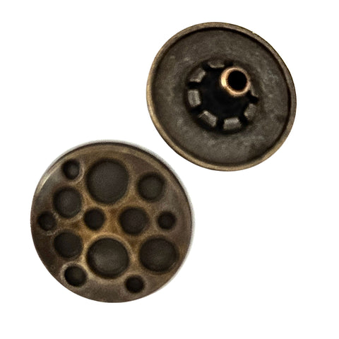 Druckknopf mit Punktmuster in altmessing – zum Vernieten, ideal für Kleidung, Taschen und DIY-Projekte, erhältlich in 15 mm und 20 mm