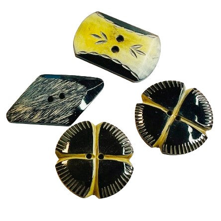 4 Echte Hornknöpfe mit Ausgefallener Form & Optik hk-so-138