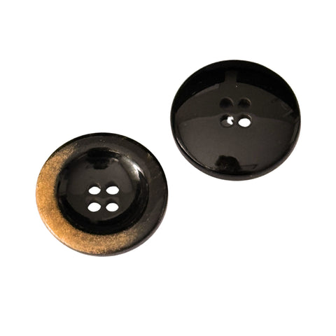 4-Loch-Knopf in Schwarz-Braun, Modell KM-26-A – elegant & robust für Mäntel und Jacken