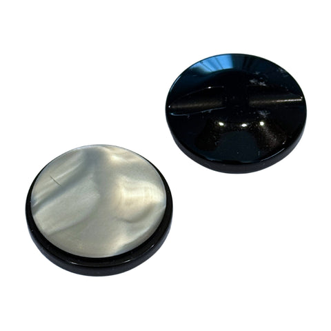 Mantelknopf Schwarz-Grau – Perlmuttimitat, mit Öse