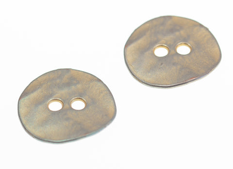 Flache 2-Loch Metall Knopf mk-3-gold-patina