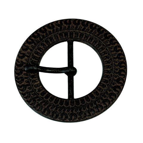 Runde Gürtelschnalle aus Metall mit Inka-Muster – schwarz