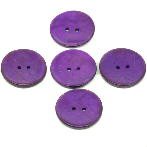5 Große Kokos Holzknöpfe lila hk-so-186-1-30