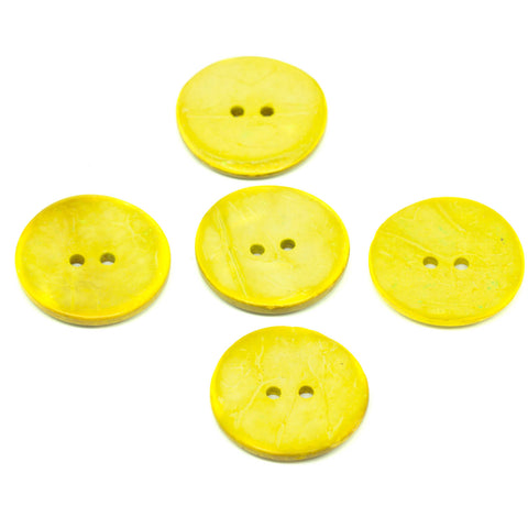 5 Große Kokos Holzknöpfe gelb hk-so-187-30