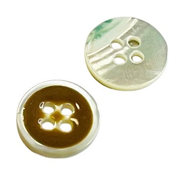 Hemdknopf aus Perlmutt PL-50 weiß-braun