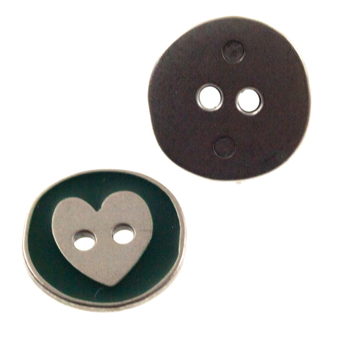 Herz Knopf Silber-grün TK-37