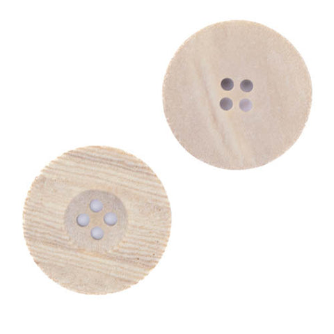 Knöpfe aus Holzimitat 4-Loch breiter Rand Hell Beige- Kieferfarben