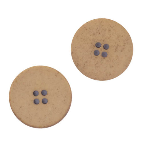 Flacher Kunststoff Knopf in braun gebrannter Holz Optik 4-Loch