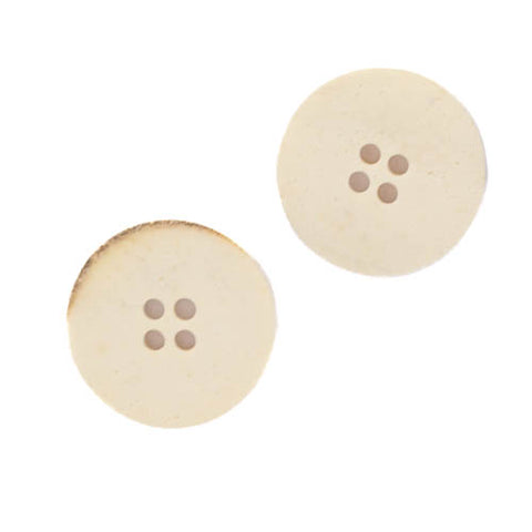 Flacher Kunststoff Knopf in creme gebrannter Holz Optik 4-Loch