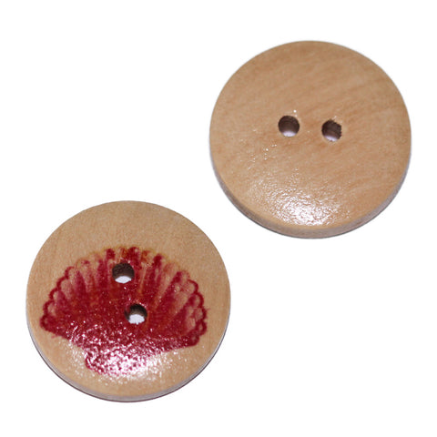 Holzknopf mit Muscheloptik – Natürlich & dekorativrot kk-67-3