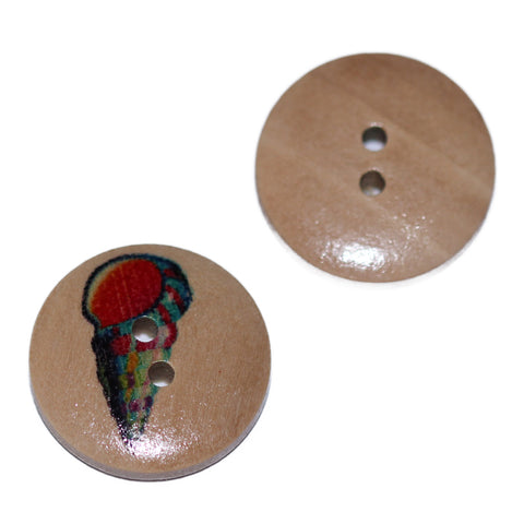 Holz Knopf Seeschnecke-Motiv bunt kk-67-8