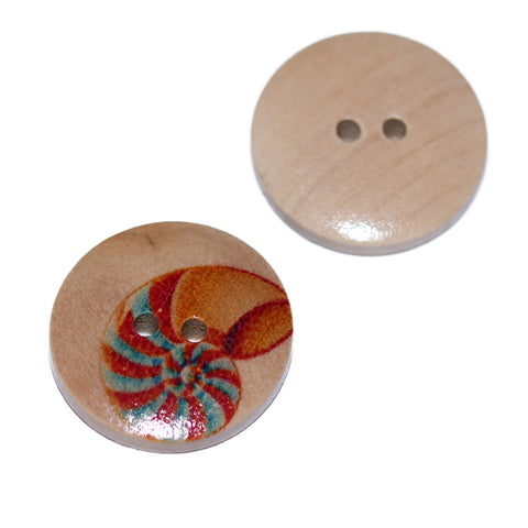 Holz Knopf Seeschnecke-Motiv orange kk-67-7