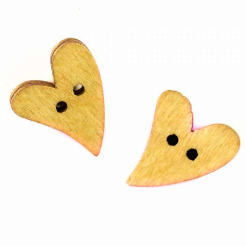 Holz Knopf Herz Form HK-47-gelb