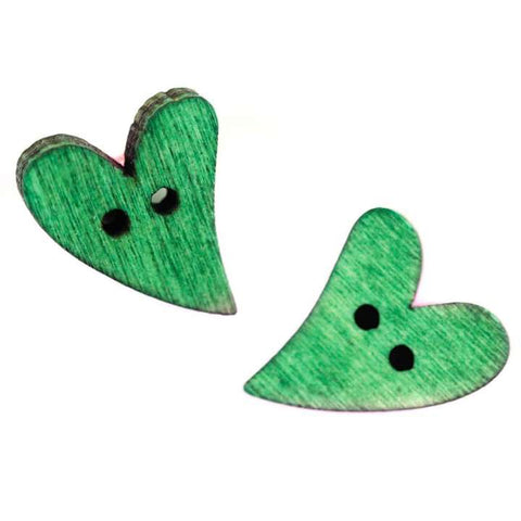 Holz Knopf Herz Form HK-47-gruen