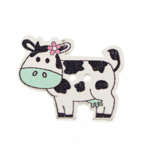 Holz Knopf Kuh Türkis hk-79-3