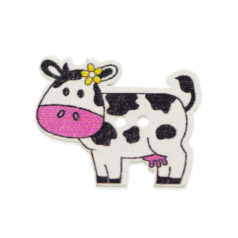 Holz Knopf Kuh Pink hk-79-4