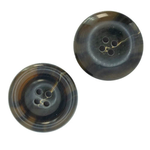 Knöpfe aus Hornimitat dunkel braun 4-Loch breiter Runder Rand