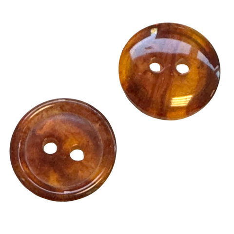 Blusen Hornimitat 2-Loch Knopf rot Braun leicht Transparent KBR-33a