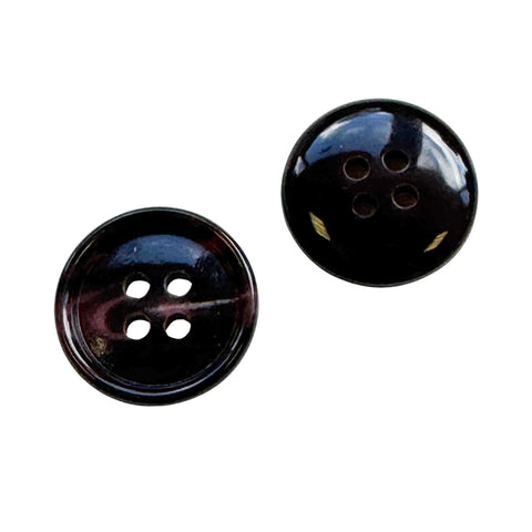 Hornimitat 4-Loch Knopf rot braun mit Rand KBR-13