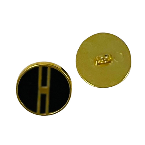 Ösen Knopf Goldenes Riegel Muster auf schwarzem Emaile MK-322