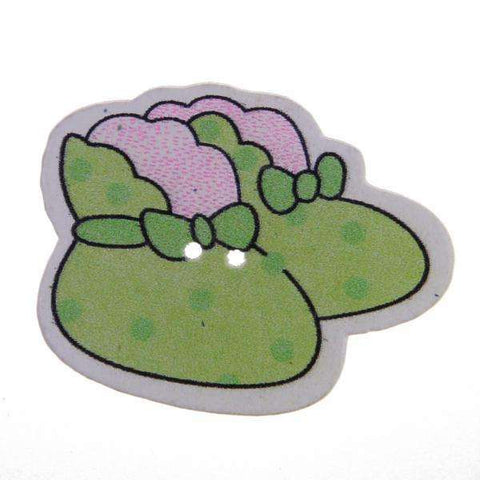 Holz Knopf Baby Schuhe KK-91 grün