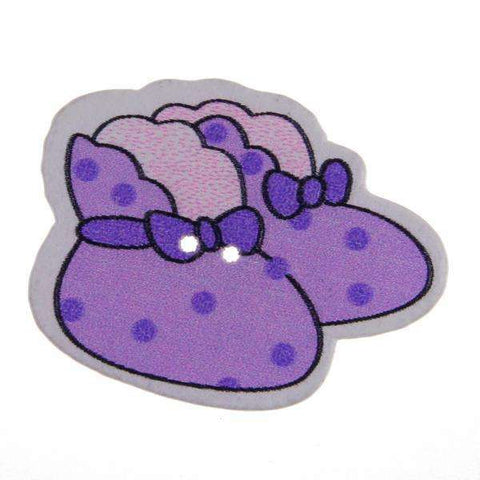 Holz Knopf Baby Schuhe KK-91 lila blau