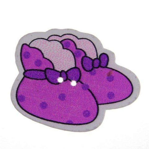 Holz Knopf Baby Schuhe KK-91 lila pink