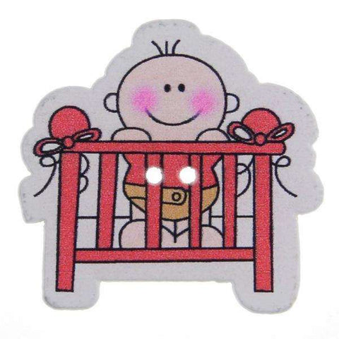 Holz Knopf Baby Bett KK-92 rot
