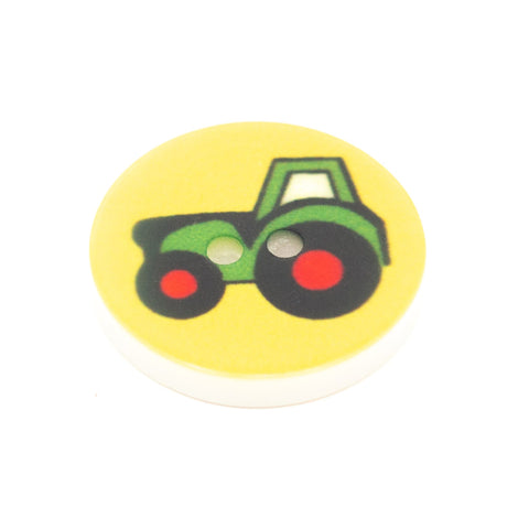 Kinder Knopf grüner Traktor kk-2-gelb