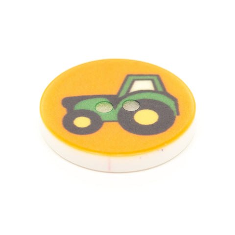 Kinder Knopf grüner Traktor kk-2-orange