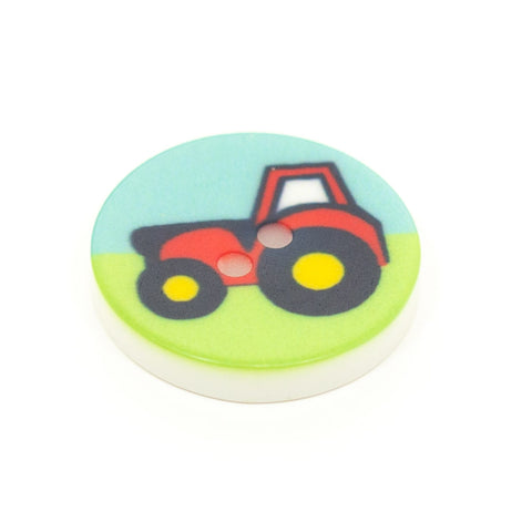 Kinder Knopf roter Traktor kk-2-blau grün