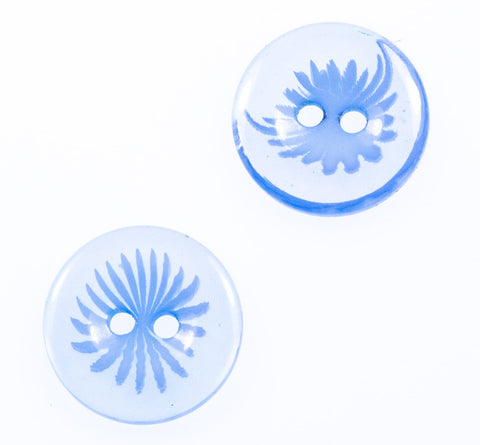 Kinder Knopf transparent mit Blume kk-114-blau