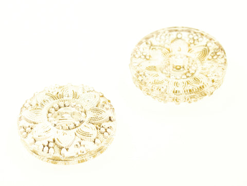Blüten Knopf transparent KD-18-weiß-gold