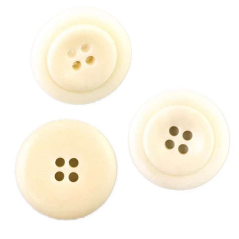 4-Loch Knöpfe Creme Matt mit Klassischem Rand 3 Größen KN-54