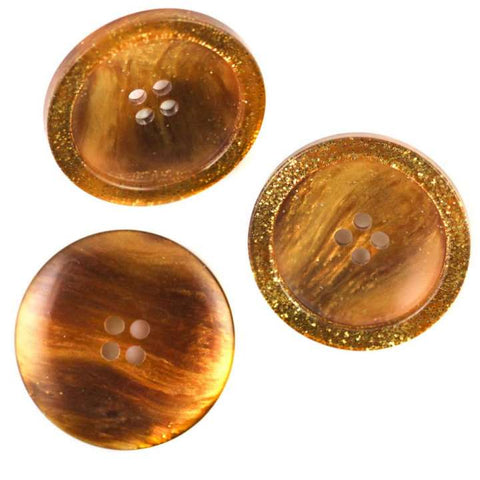 Knopf mit Gold Glitzer KM-69-braun