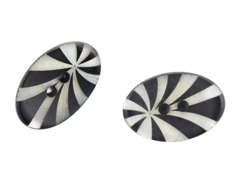 Knopf Oval schwarz Silber KS-23