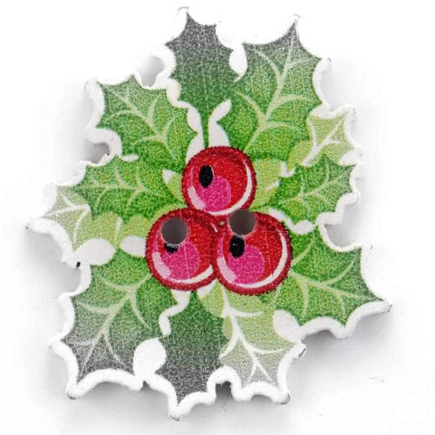 Holz Knopf Weihnachts-Motive Lorbeerkranz