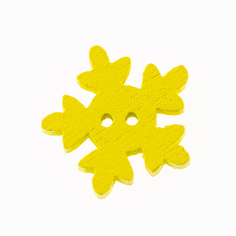 Holz Knopf Schneeflocke HK-35-gelb